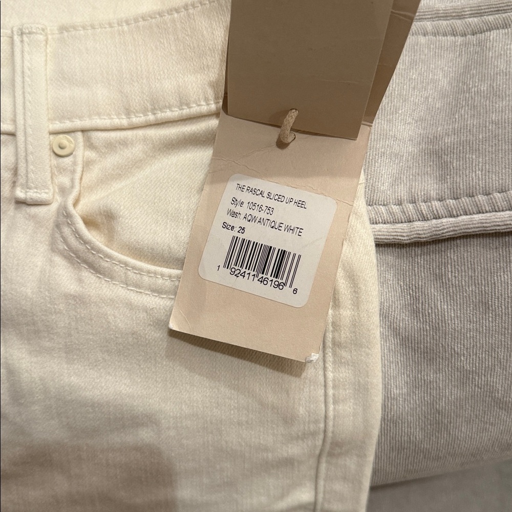 NWT MOTHER The Rascal Sliced Up Heel Play Date Aqwantique White 25 Jeans - Picture 14 of 16